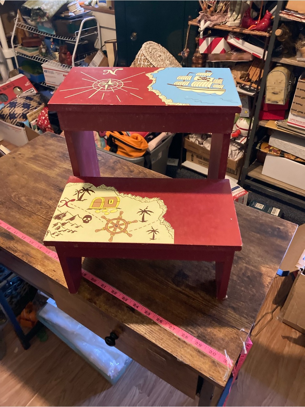 Pirate design wooden step stool for kids